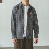 长袖 衬衣外套情侣潮牌 休闲衬衫 男士 嘿马日系复古春季 格子百搭修身