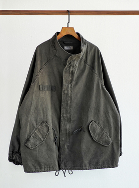 市井蓝染 手工古法紫茎泽兰染短版M65 Parka风衣休闲复古立领外套