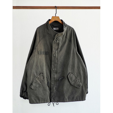 市井蓝染 手工古法紫茎泽兰染短版M65 Parka风衣休闲复古立领外套