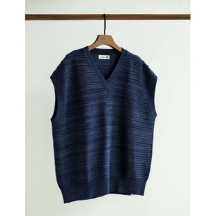 毛衣Knit 百搭套头无袖 vest 宽松V领针织背心马甲线衫 Indigohood