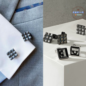 袖 现货英国TateossianRT簇绒碳黑水晶宝石男士 西装 扣商务生日礼物