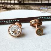 扣男士 现货英国TateossianRT 磨砂玫瑰金复古机械限量袖 商务礼物