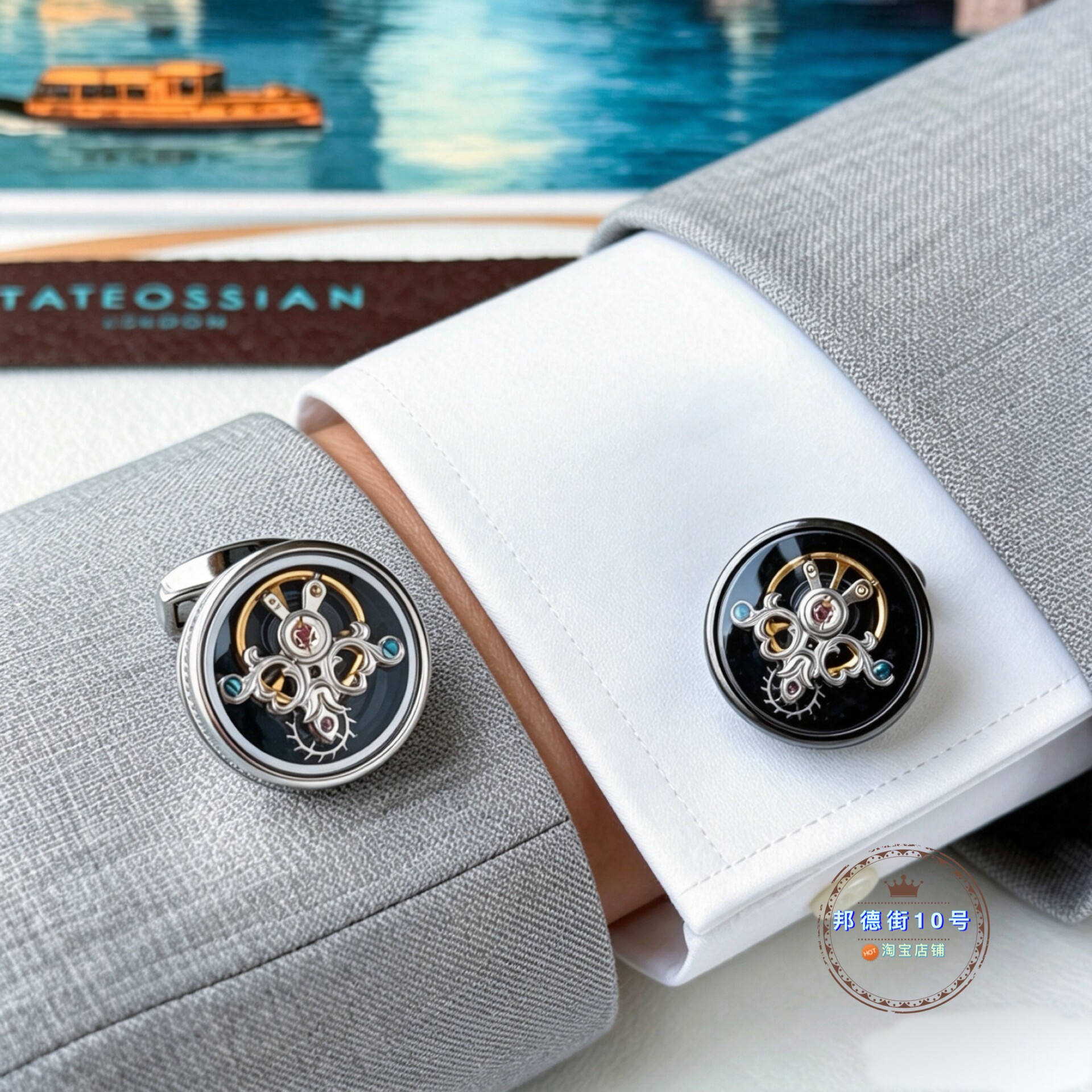 现货英国TateossianRT机械陀飞轮男士袖扣时尚送男友高级感送礼物