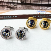 现货英国TateossianRT珐琅宝石925银地球仪男士 袖 扣商务生日礼物