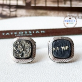 现货英国TateossianRT黑石英矿晶宝石925银男士 衬衣袖 扣商务礼物