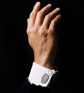 Tateossian月球角砾岩陨石18K白金钻石限量袖扣RT贵族男商务礼物