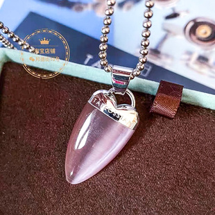 现货英国TateossianRT复古925银 天然粉色猫眼石项链配饰吊坠宝石