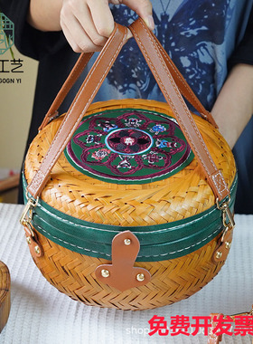 竹编七子饼普洱茶叶桶月饼包装盒