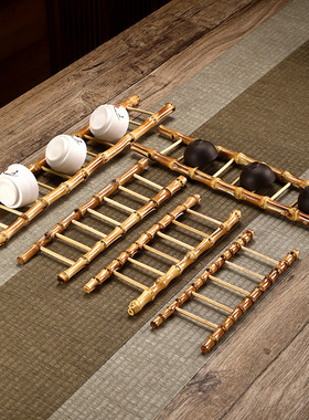 竹梯小梯子摆件竹子杯托竹根楼梯步步高升竹节梯乔迁装饰杯架