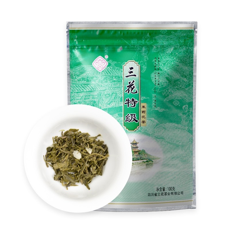 四川三花茶叶成都三花牌花茶100克 原成都茶厂浓香茉莉花茶