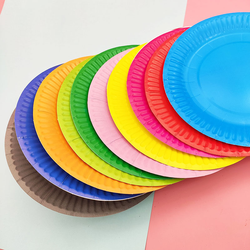 수제 백서 접시 일회용 접시 아트 종이 접시 어린이 크리 에이 티브 붙여 넣기 그림 DIY 컬러 종이 접시 그림 재료