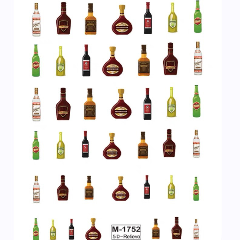 红酒瓶子美甲浮雕贴纸个性搞怪立体白啤酒印章花环羽毛相框指甲贴,彩妆/香水/美妆工具,美甲工具,淘宝优惠券,粉丝福利购,淘宝优惠卷