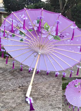 油纸伞儿童古风花瓣流苏伞防雨古代汉服舞蹈伞