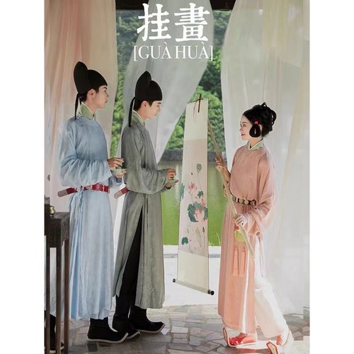 出租宋制汉服窄袖暗纹提花棉清平乐圆领袍汉服男女走秀演出演绎款