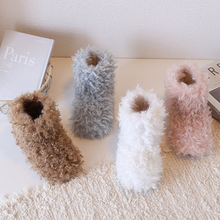 儿童毛毛雪地靴2026冬季新款加绒保暖女童靴时髦外穿男女宝宝棉靴