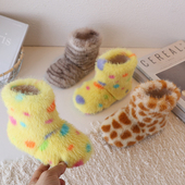 韩版 儿童毛毛靴可爱加绒保暖女童雪地靴防滑洋气时髦宝宝棉靴软底