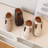 复古软底学生表演宝宝单鞋 真皮男女童鞋 2025英伦风中小女孩公主鞋