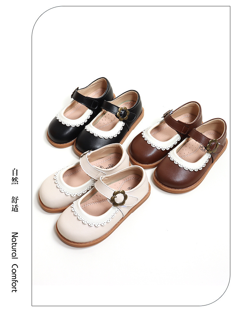 后街小猪春秋猪皮女童车缝线时尚