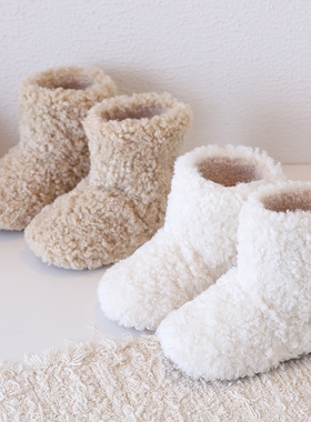 韩国儿童毛毛靴2025冬季加绒保暖女童短靴舒适软底套筒宝宝雪地靴