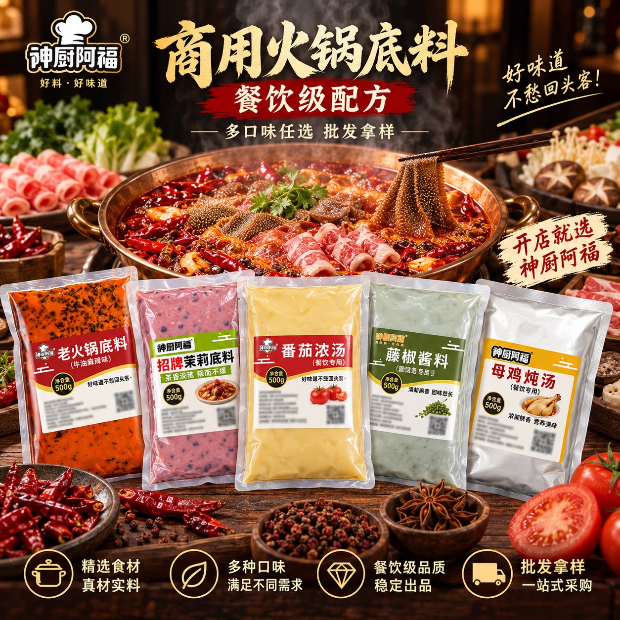 商用批发牛油火锅底料自助小火锅麻辣清油餐饮开店米线麻辣烫大桶