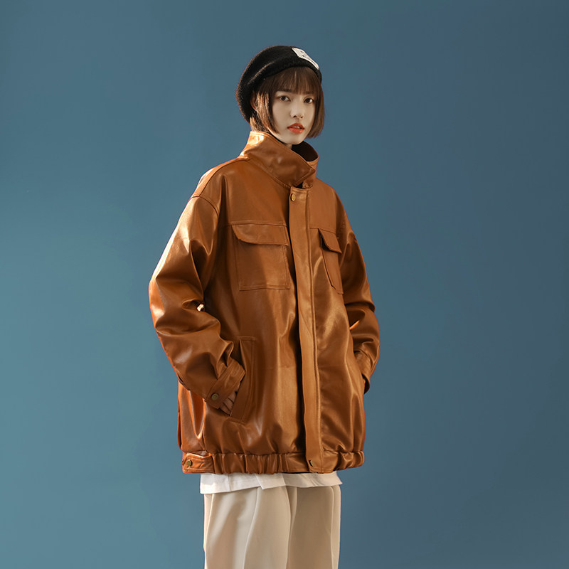 2021中性风款纯色休闲男宽松皮衣夹克外套226-3-PY08-P105控125,男装夹克,星座226-3