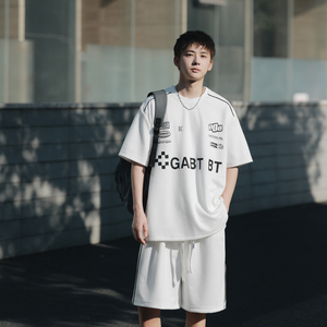 已注册版权运动套装男夏装篮球服宽松大码短袖t恤226-3-6859-P80图片