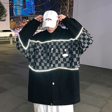 2024春新款港风大码反光条夹克棋盘格牛仔外套JK18P852263，男装夹克，星座226-3