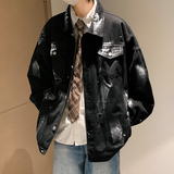 wassuphappy涂鸦牛仔外套男士春秋季潮流港风青少年痞帅休闲夹克，男装夹克，星座226-3