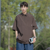 2024夏季大码港风多口袋工装衬衫宽松短袖衬衣外套226-3-p40-6862，男装衬衫，星座226-3