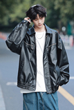 港风皮夹克美式复古外套男炸街机车皮衣秋季PY911-P105-226-3，男装皮衣，星座226-3