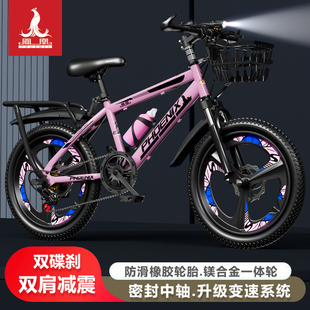 凤凰牌儿童山地变速自行车6-15岁中大童男女孩减震双碟刹学生单车