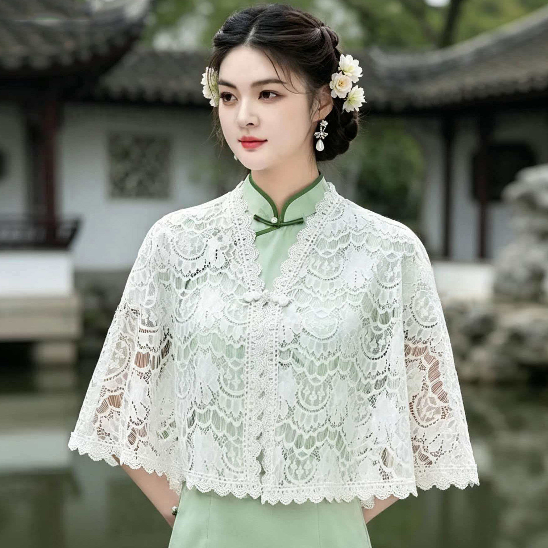 新娘披肩结婚礼服配旗袍小外套女春秋冬季保暖斗篷披风外搭遮手臂