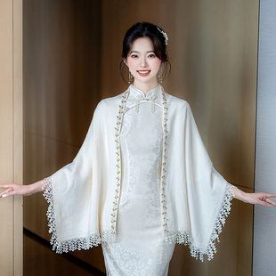 旗袍披肩外搭流苏斗篷开衫女披风新娘婚纱礼服外披高端大气上档次