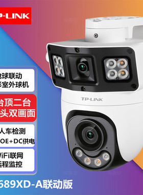 TP-LINK IPC689XD-A400万全彩POE监控摄像头双路室外防水双摄APP
