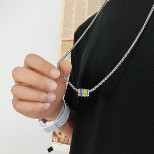 A353-X010-P30 韩版彩条男女项链百搭情侣吊坠饰品学生服装配件潮图片