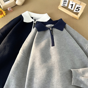 A353-M215-P90品质好货 美式拉链翻领套头长袖毛衣秋冬男士针织衫图片