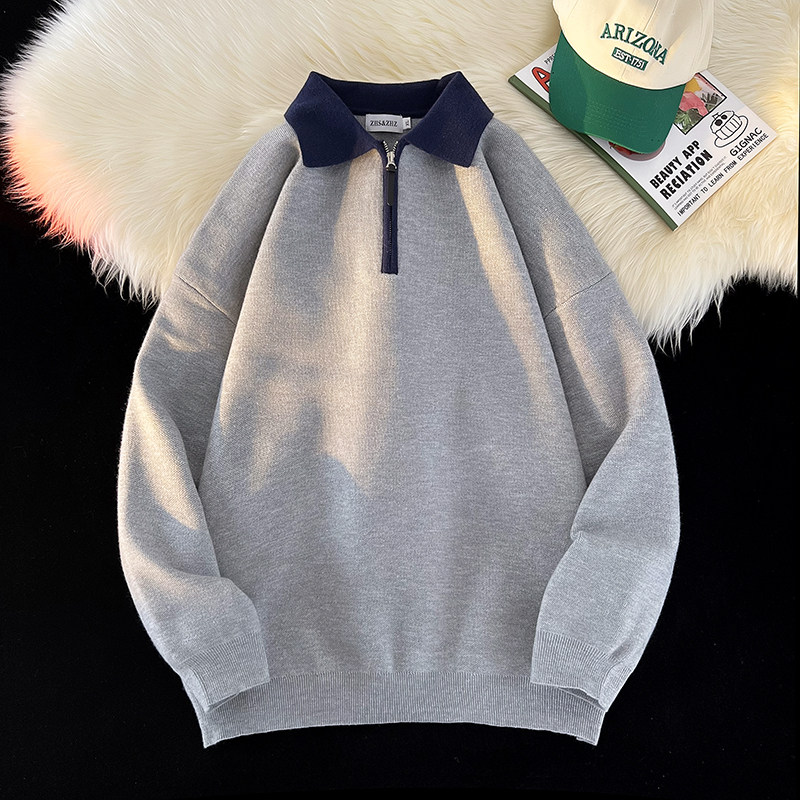 A353-M215-P90品质好货美式拉链翻领套头长袖毛衣秋冬男士针织衫，男装针织衫/毛衣，星座1308-1（原A353）