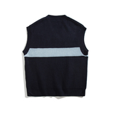 A353-M173特-P35韩版V领套头无袖拼色毛衣男女针织衫上衣蓝色，男装背心/马甲，星座1308-1（原A353）