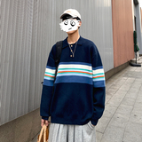 A353-M073-特P55高质量韩版翻领拼色套头情侣毛衣休闲男女针织衫，男装针织衫/毛衣，星座1308-1（原A353）