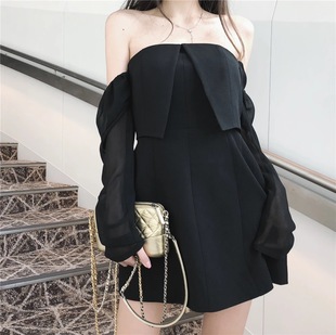 【清仓五折】 精致优雅 一字肩露肩长袖上衣女