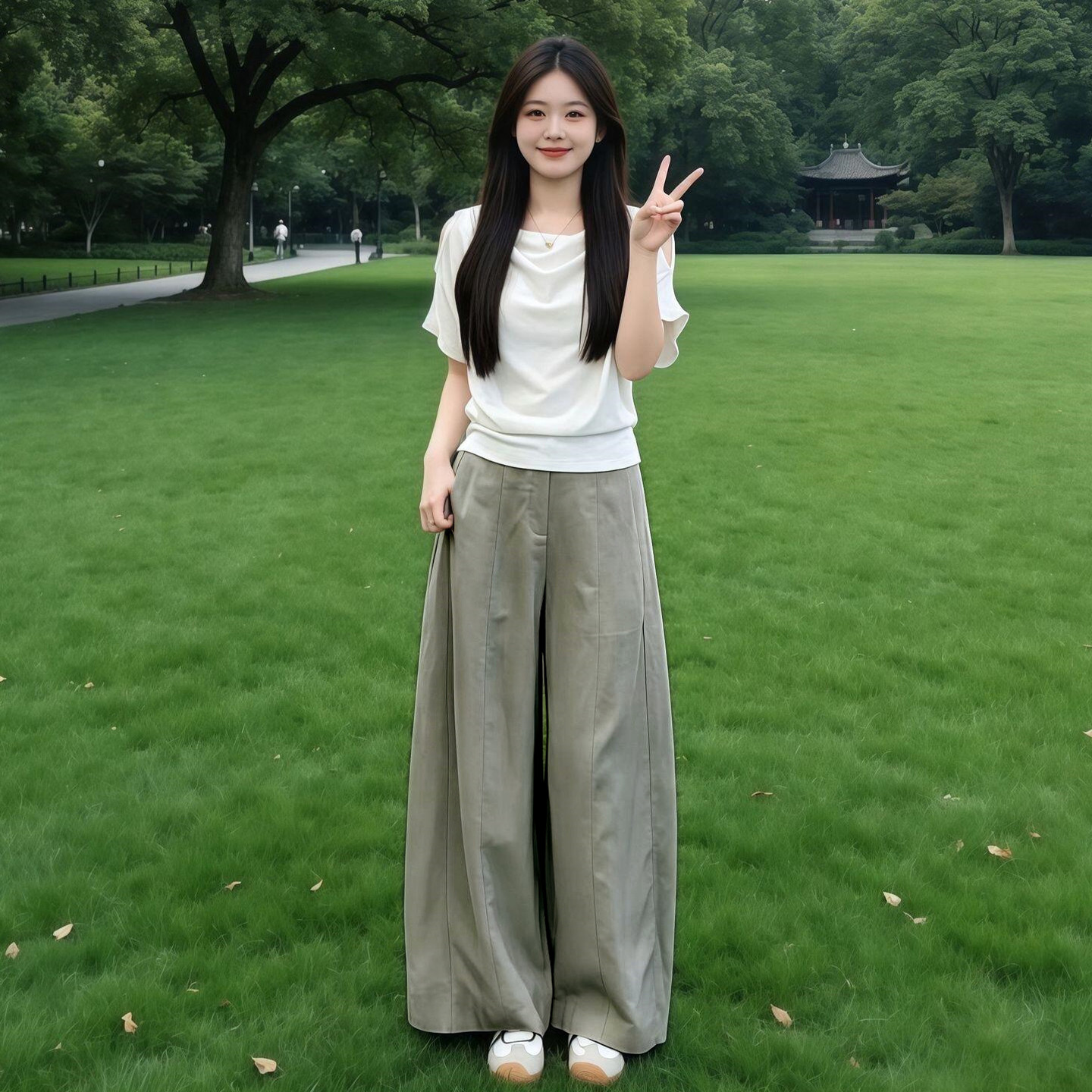 韩系穿搭一整套白色露肩短袖t恤女夏阔腿裤套装2026超火减龄穿搭