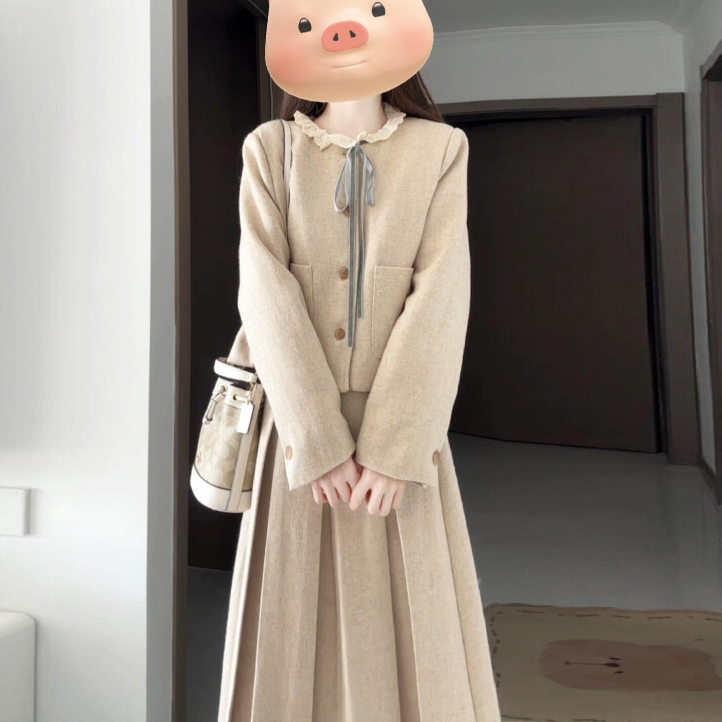 2026早春新款长袖半身连衣裙子学院风一整套装女气质长裙秋冬穿搭