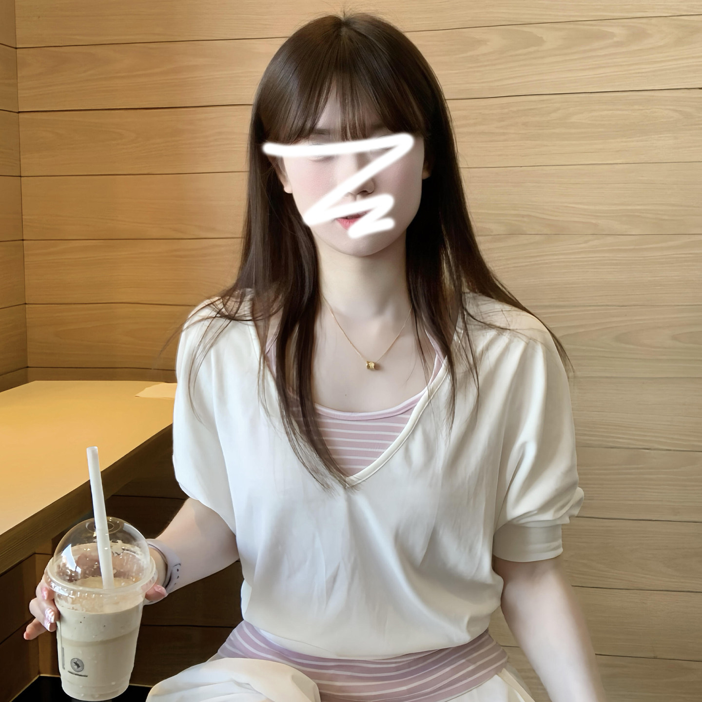 韩系慵懒条纹吊带两件套v领中袖t恤女夏季设计感气质罩衫上衣套装