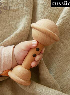 韩国Oioiooi 摇铃婴儿手握玩具可啃咬木制满月礼物抓周宝宝周岁