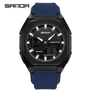 SANDA运动倒计时双显多功能户外夏令时学生手表多组闹钟腕表男士
