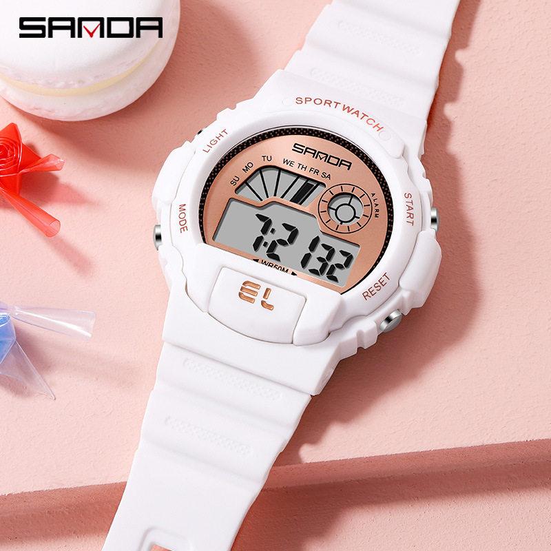 三达 男女生百搭电子表男生个性单显LED数字手表多功能防水电子表