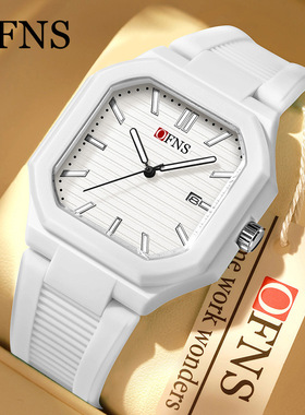 ofns方形腕表外贸学生日历休闲手表防水百搭男女夜光石英表