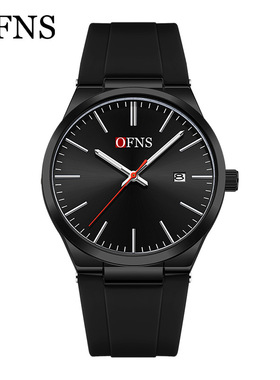 OFNS夜光手表硅胶带单历学生考试轻薄石英表合金防水男女同款腕表