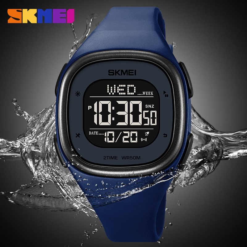 时刻美男款电子手表学生韵达防水led多功能方形倒计时腕表男士潮