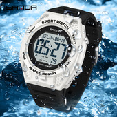 三达户外运动手表学生简约计时夜光闹铃电子表50M防水两地时手表